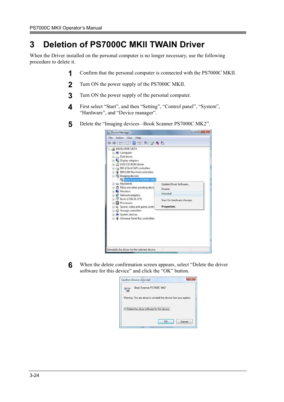 Deletion of ps7000c mkll twain driver -24 | Konica Minolta PS7000C MKII User Manual | Page 50 / 94