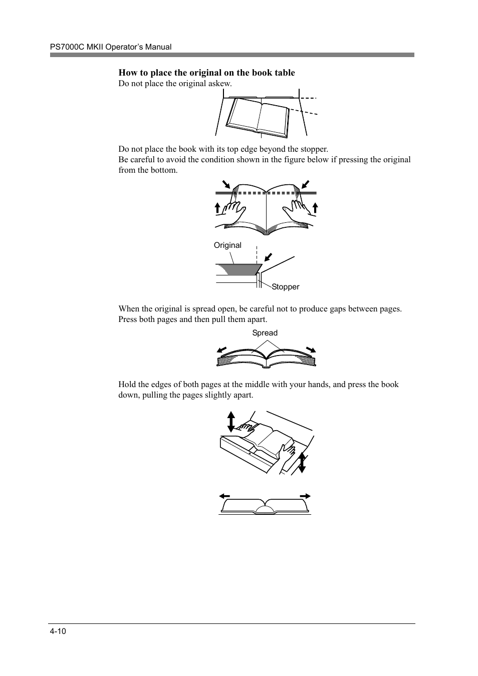 How to place the original on the book table | Konica Minolta PS7000C MKII User Manual | Page 68 / 94