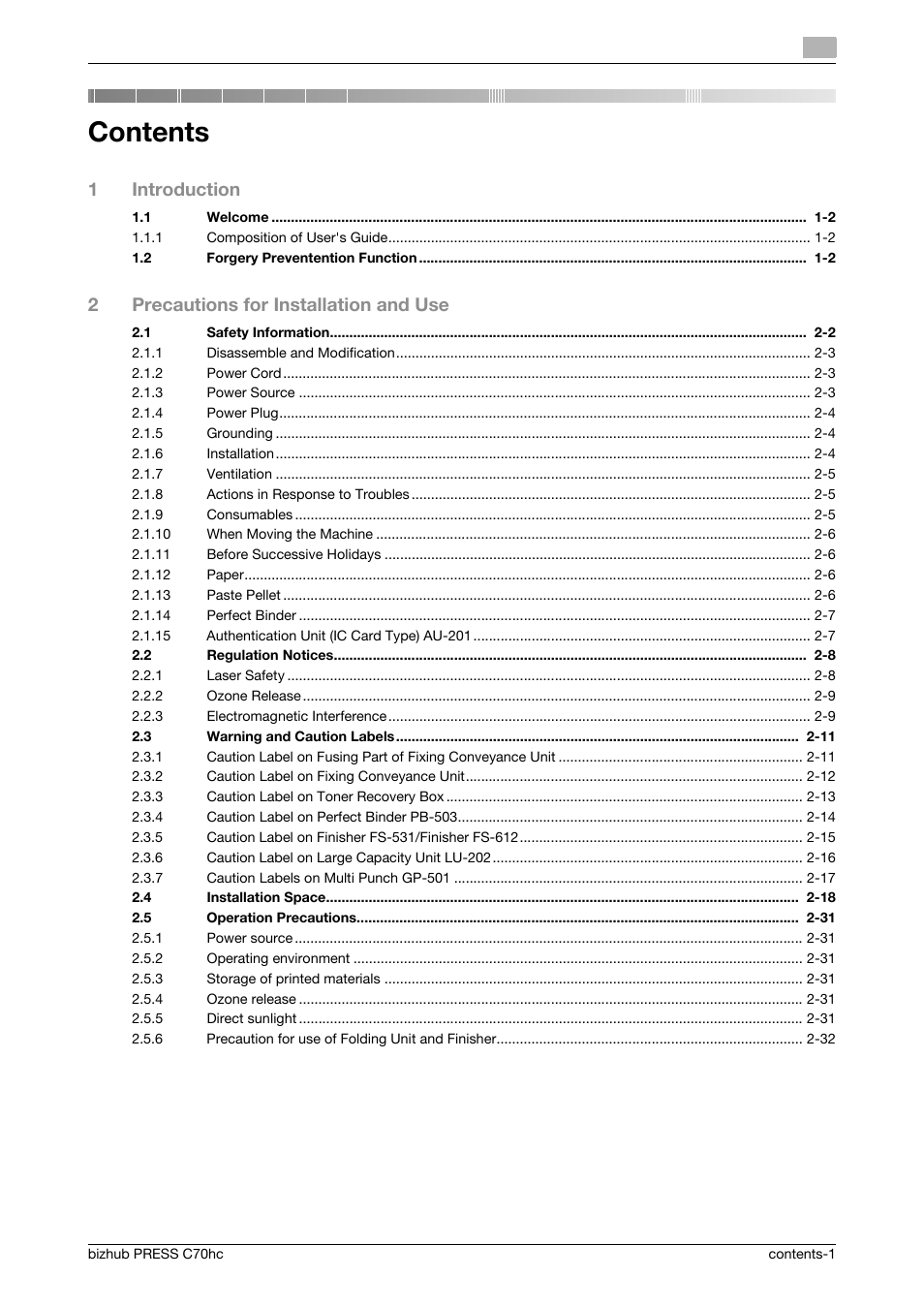 Konica Minolta bizhub PRESS C70hc User Manual | Page 3 / 44