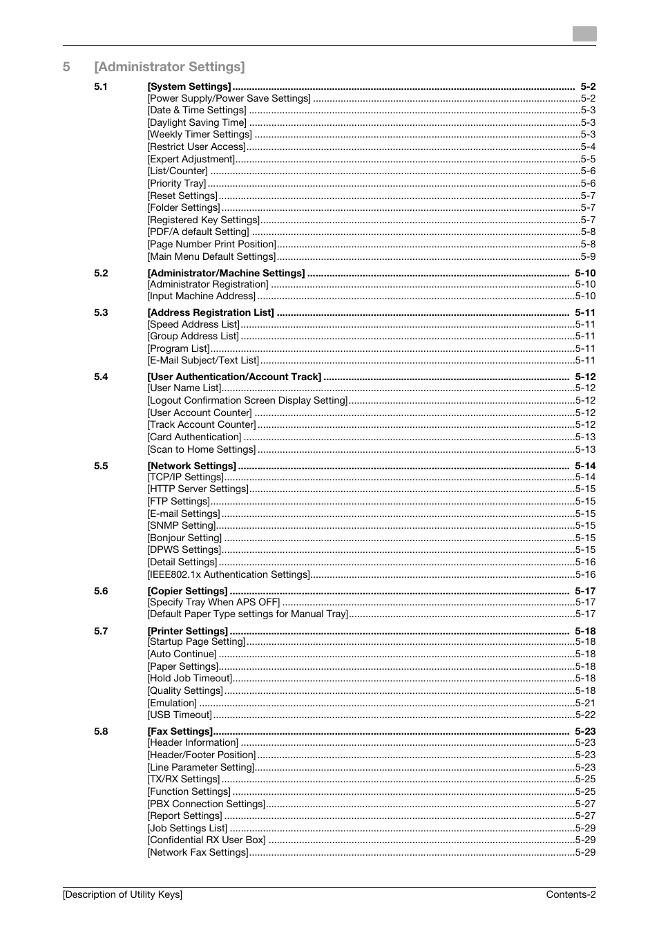 5[administrator settings | Konica Minolta bizhub C3850 User Manual | Page 3 / 67