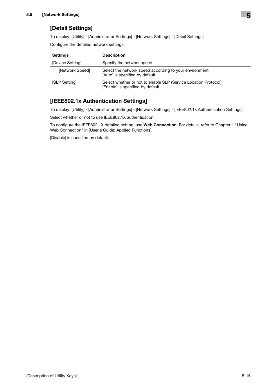 Detail settings, Ieee802.1x authentication settings | Konica Minolta bizhub C3850 User Manual | Page 44 / 67