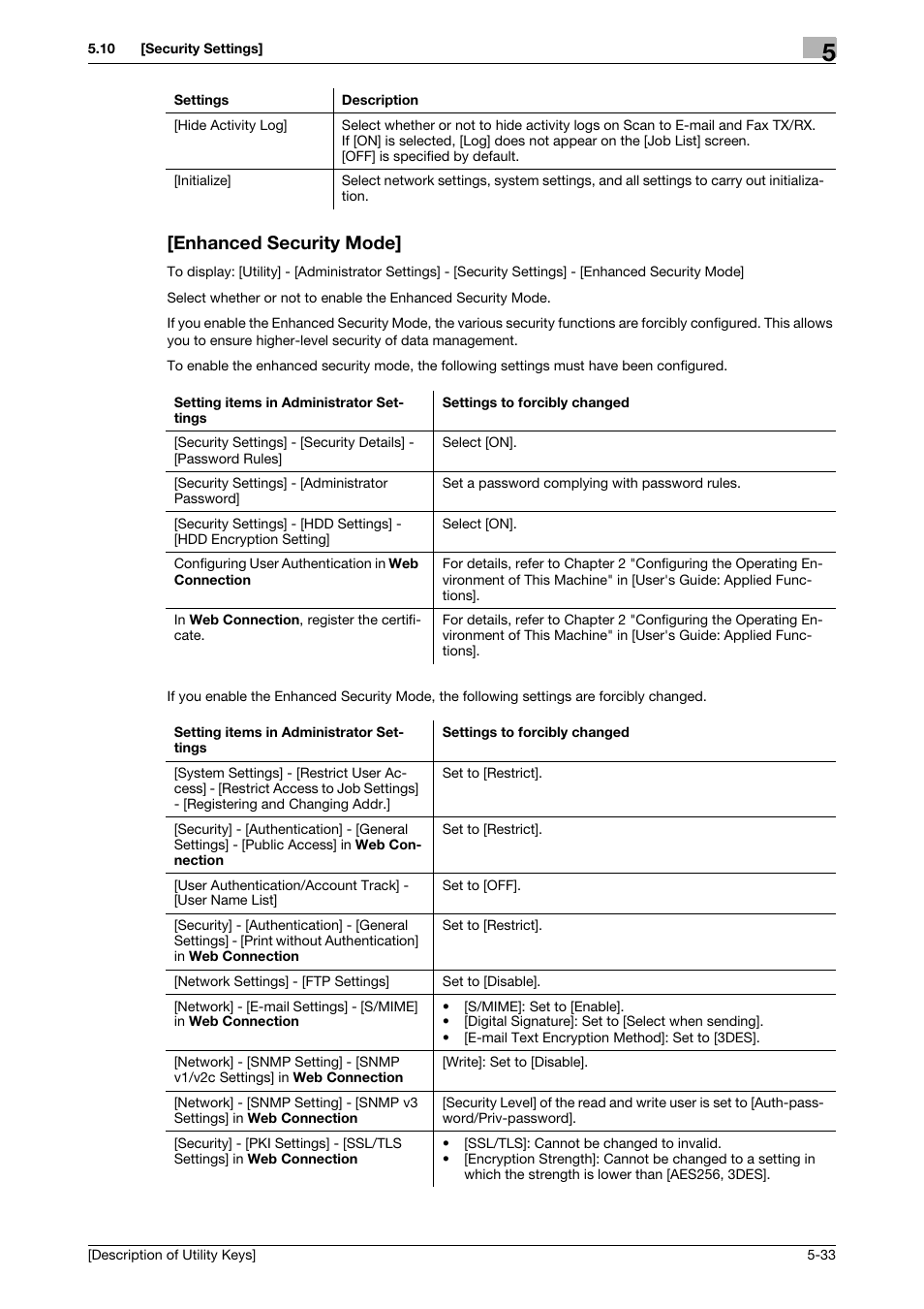 Enhanced security mode, Enhanced security mode] -33 | Konica Minolta bizhub C3850 User Manual | Page 61 / 67
