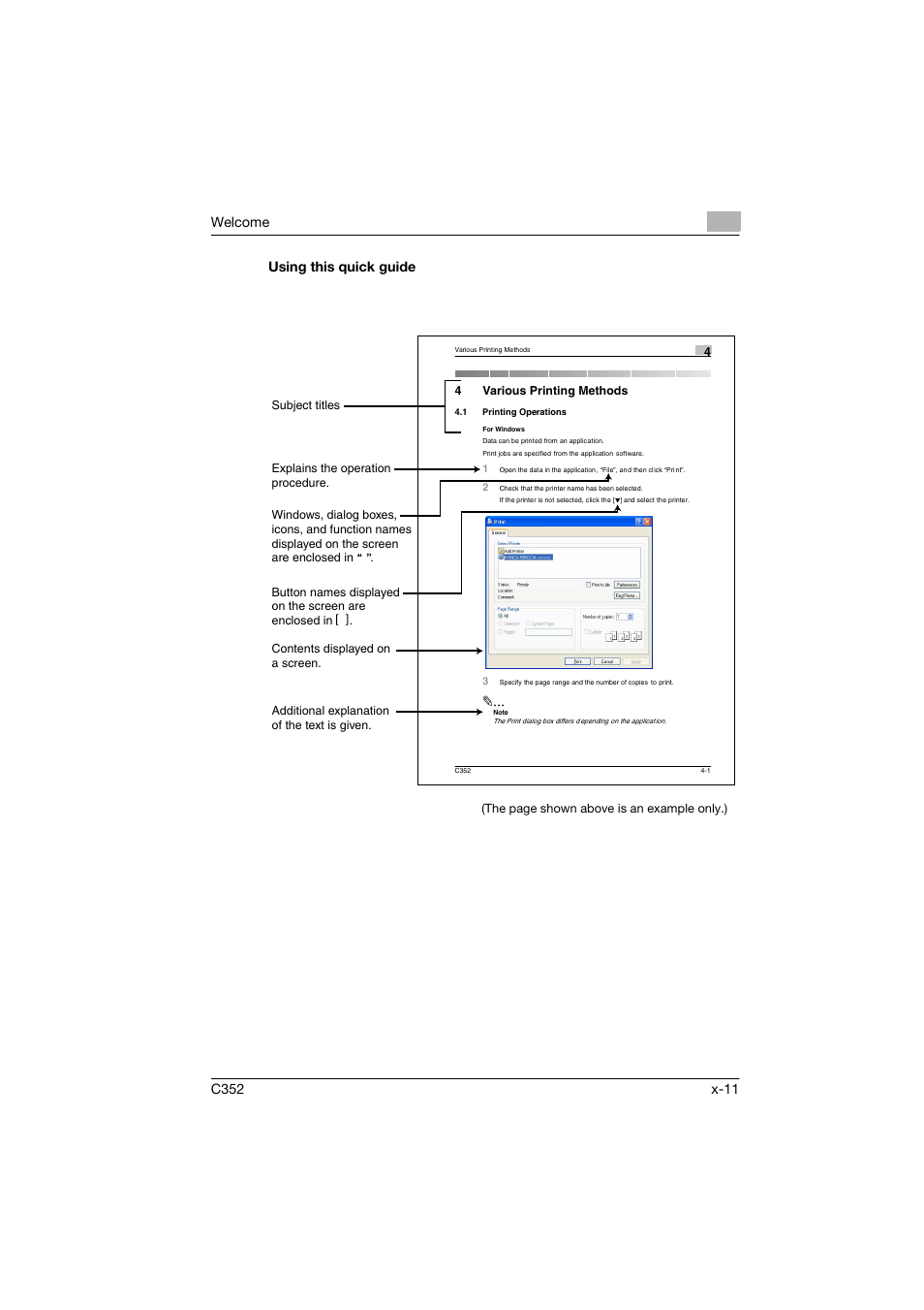 Using this quick guide | Konica Minolta bizhub C352 User Manual | Page 12 / 96