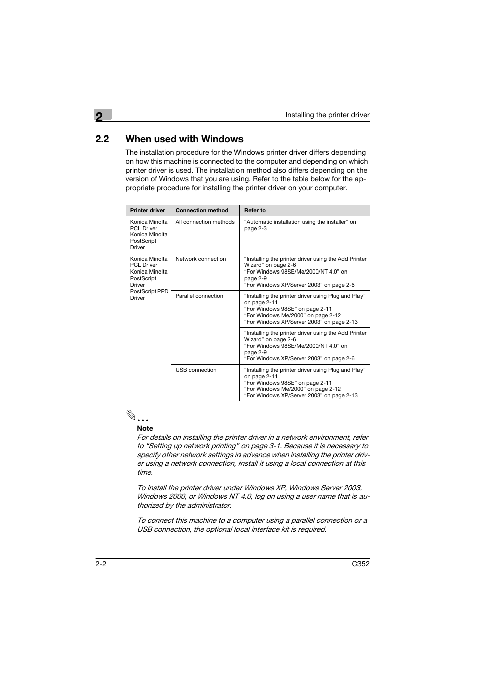 2 when used with windows, When used with windows -2 | Konica Minolta bizhub C352 User Manual | Page 25 / 96