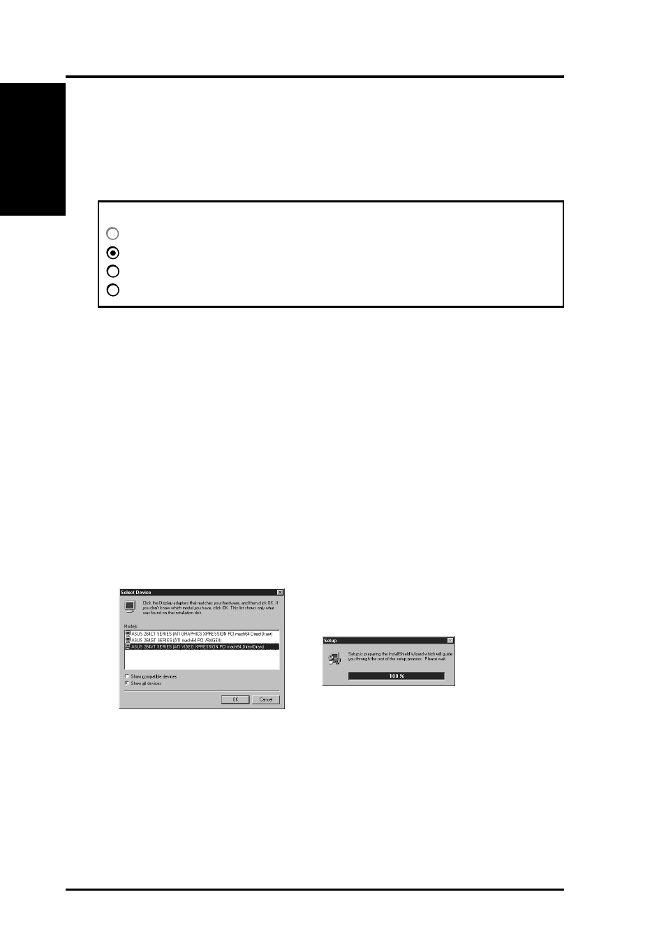 Vi. microsoft windows 95, Video driver installation | Asus P/I-AP55TV User Manual | Page 60 / 96