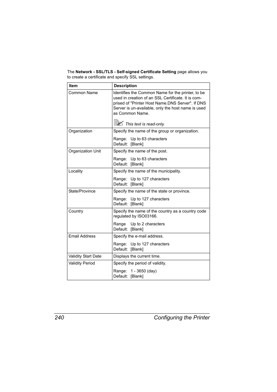 Configuring the printer 240 | Konica Minolta magicolor 7450 grafx User Manual | Page 258 / 272