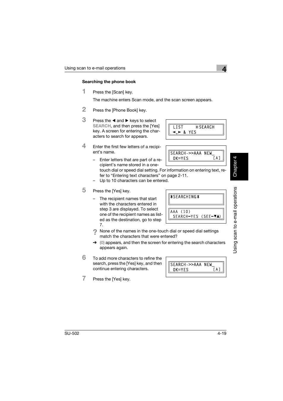 Searching the phone book, Searching the phone book -19 | Konica Minolta bizhub 160 User Manual | Page 106 / 156