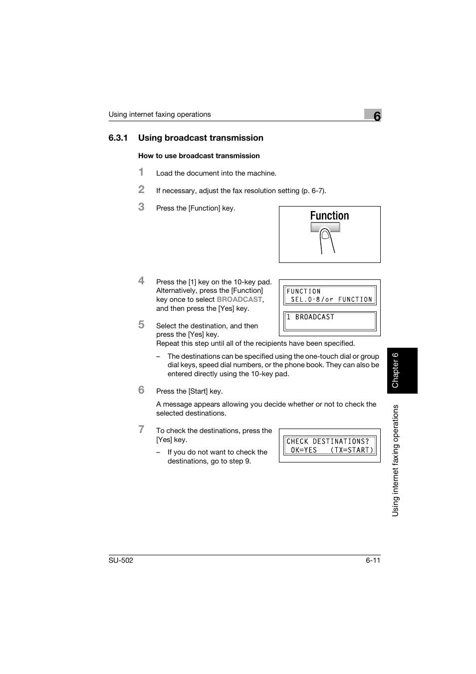 1 using broadcast transmission, How to use broadcast transmission | Konica Minolta bizhub 160 User Manual | Page 126 / 156