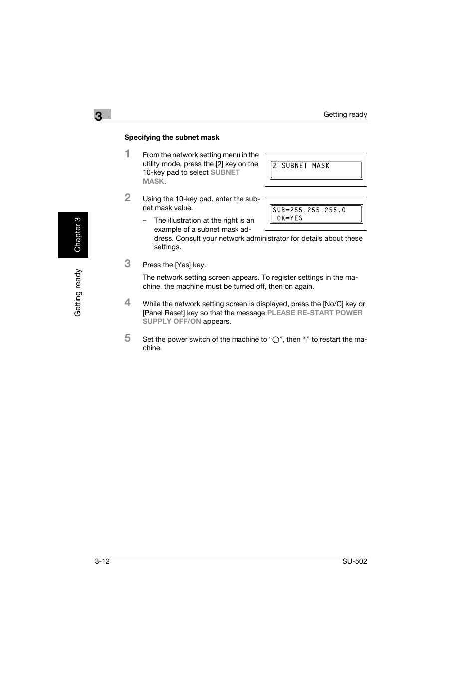 Specifying the subnet mask, Specifying the subnet mask -12 | Konica Minolta bizhub 160 User Manual | Page 43 / 156