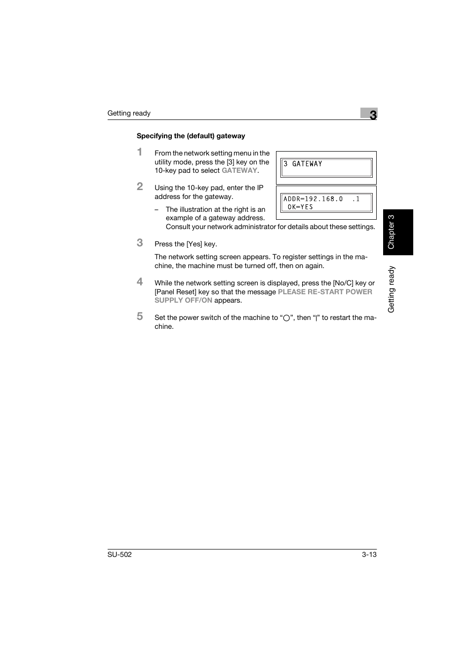 Specifying the (default) gateway, Specifying the (default) gateway -13 | Konica Minolta bizhub 160 User Manual | Page 44 / 156