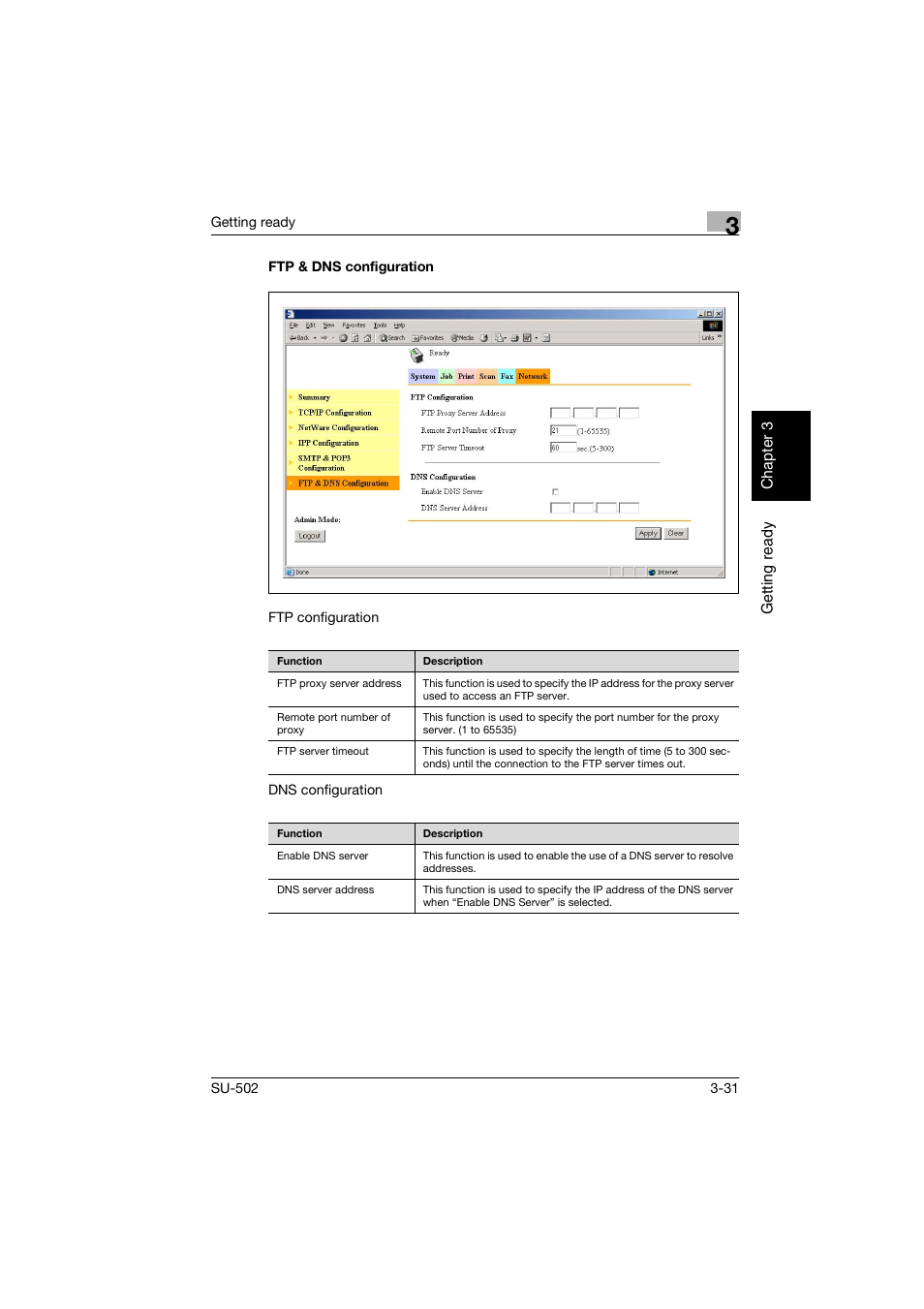 Ftp & dns configuration, Ftp & dns configuration -31 | Konica Minolta bizhub 160 User Manual | Page 62 / 156