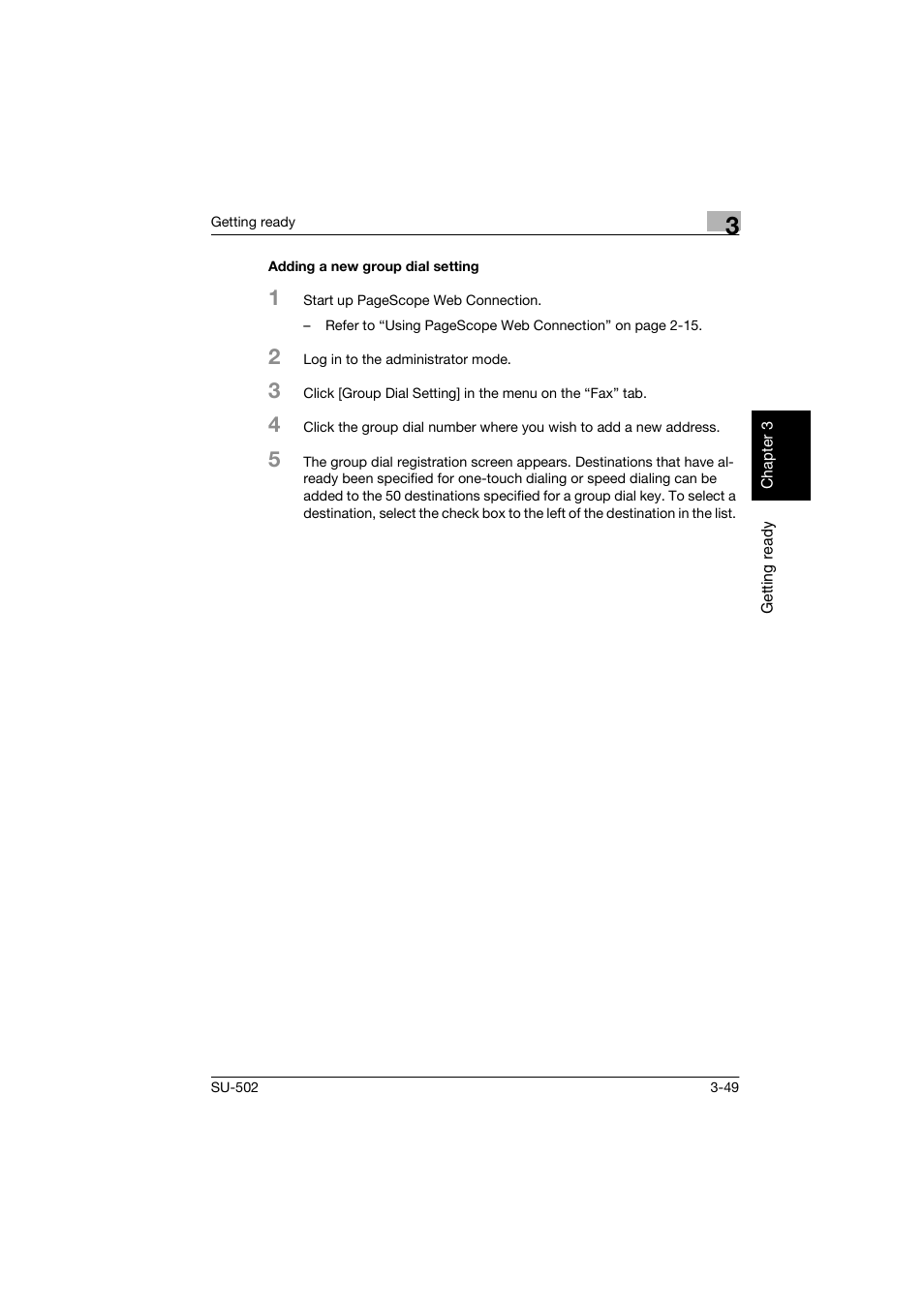 Adding a new group dial setting, Adding a new group dial setting -49 | Konica Minolta bizhub 160 User Manual | Page 80 / 156