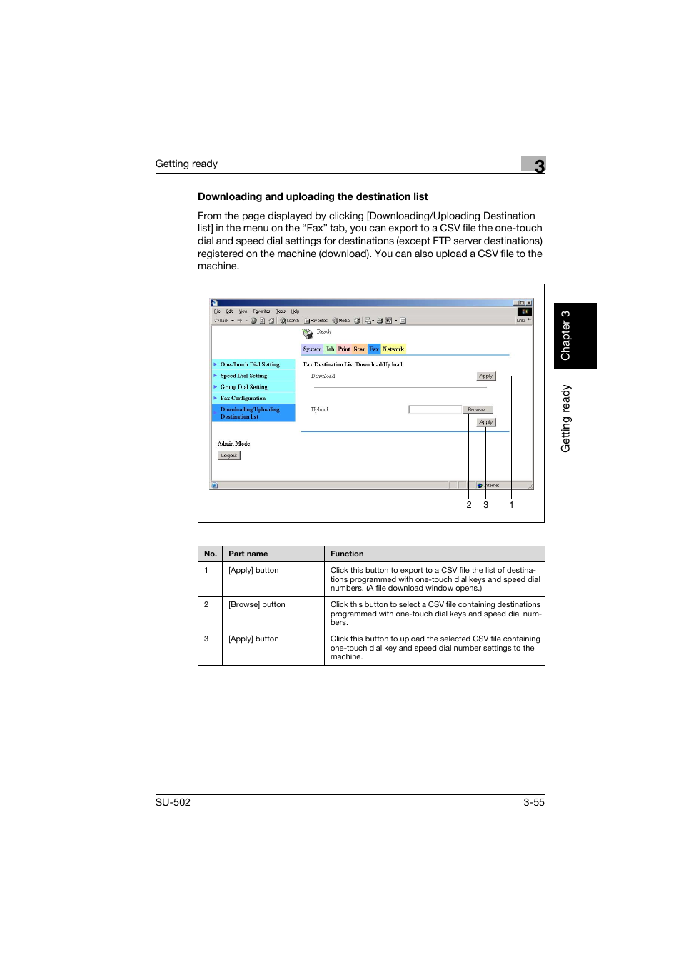 Downloading and uploading the destination list, Downloading and uploading the destination list -55 | Konica Minolta bizhub 160 User Manual | Page 86 / 156