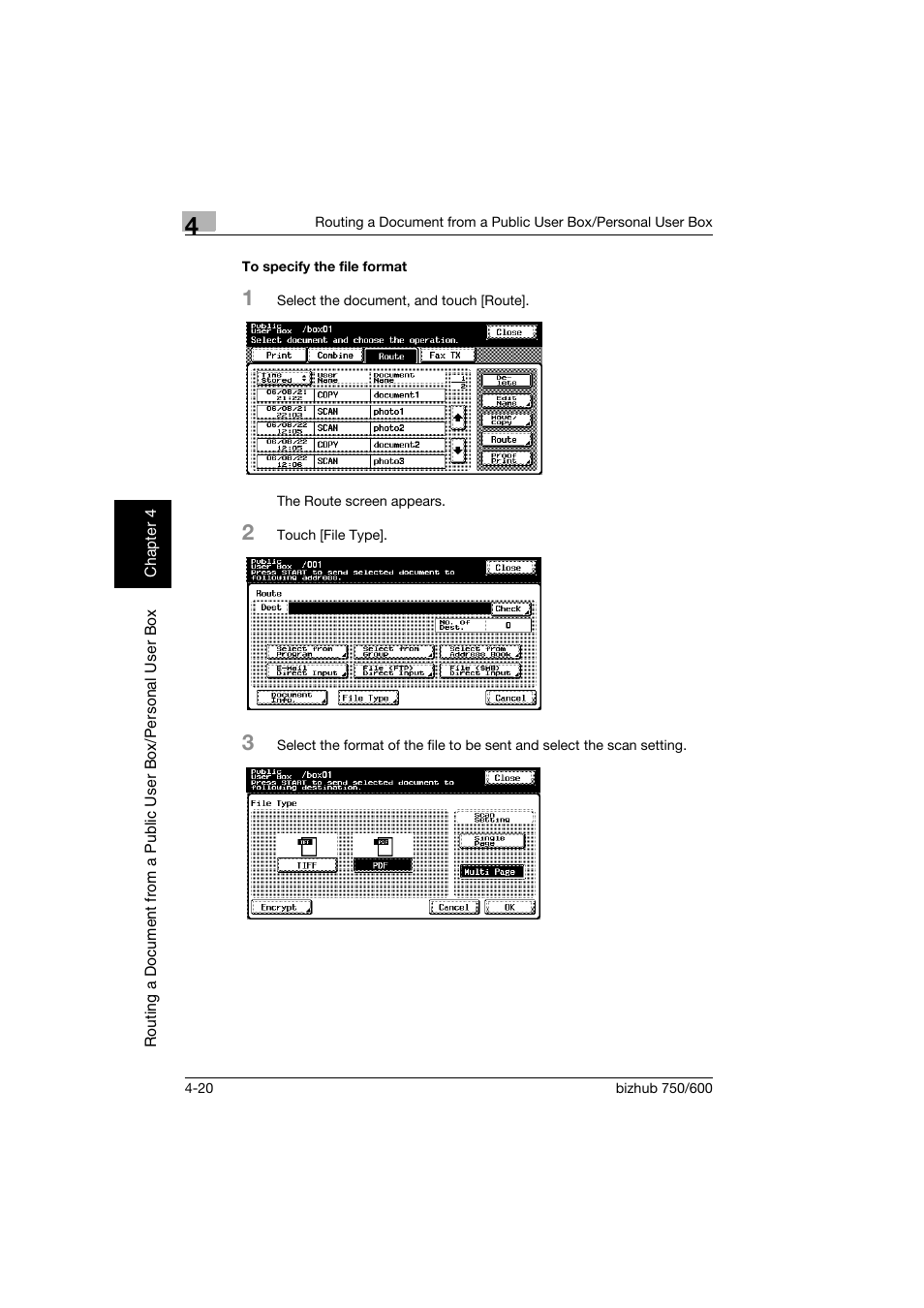 To specify the file format, To specify the file format -20 | Konica Minolta bizhub 750 User Manual | Page 119 / 218