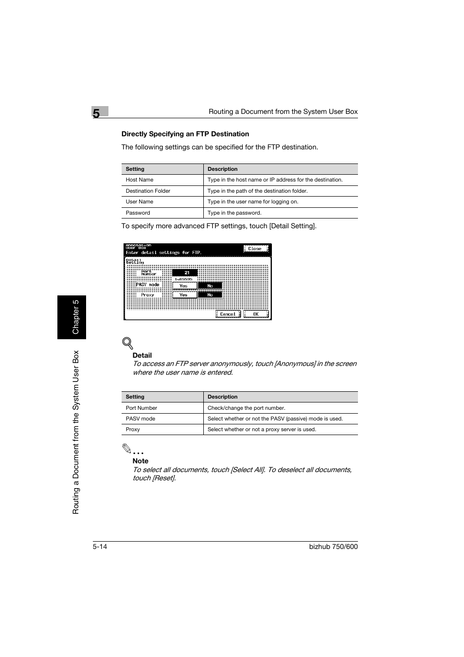 Directly specifying an ftp destination, Directly specifying an ftp destination -14 | Konica Minolta bizhub 750 User Manual | Page 139 / 218