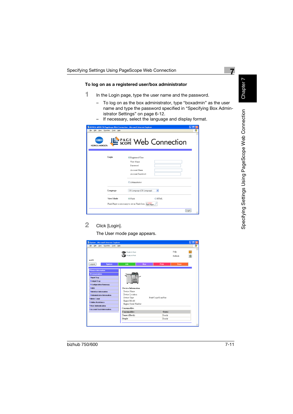 To log on as a registered user/box administrator | Konica Minolta bizhub 750 User Manual | Page 188 / 218