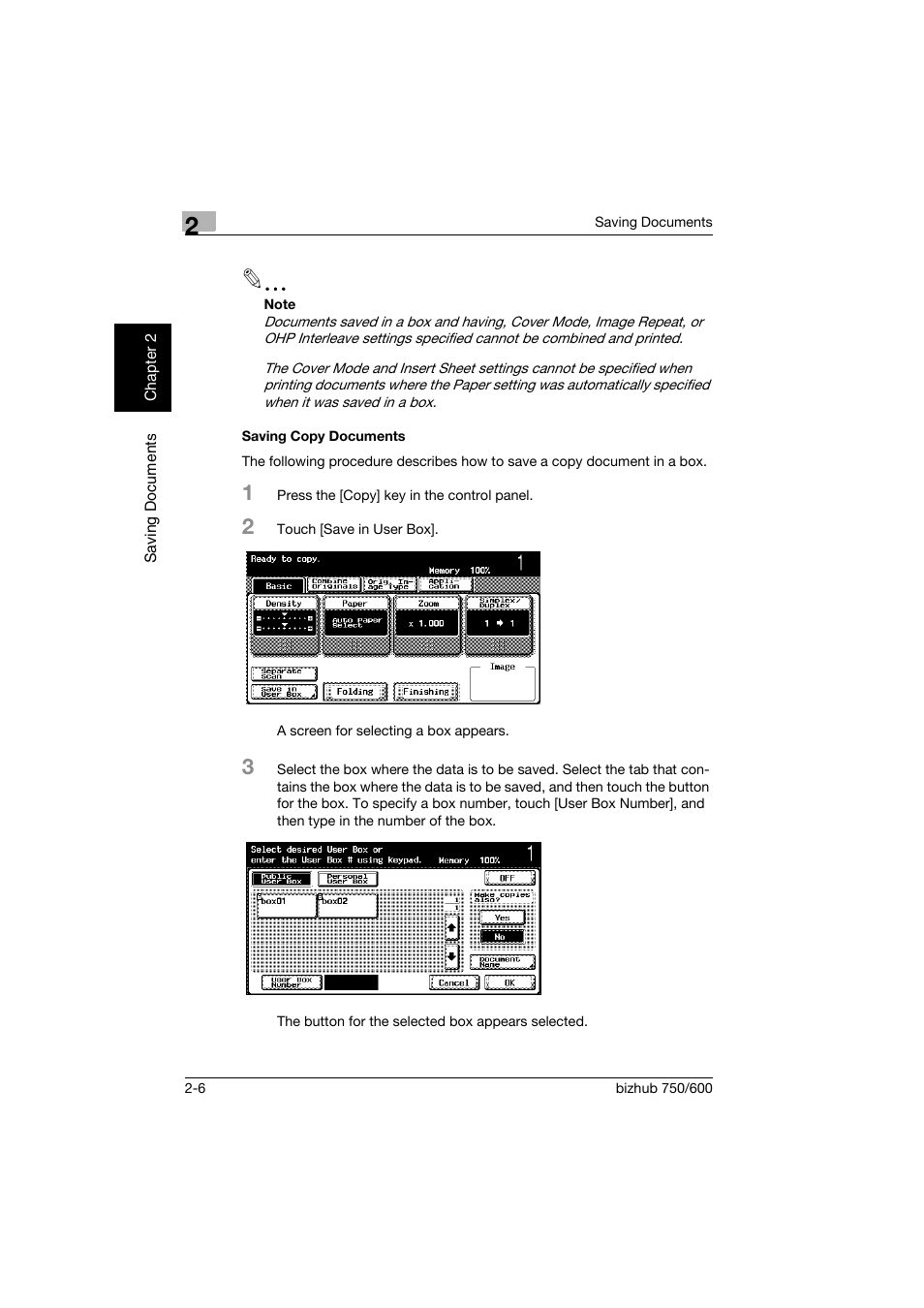 Saving copy documents, Saving copy documents -6 | Konica Minolta bizhub 750 User Manual | Page 29 / 218