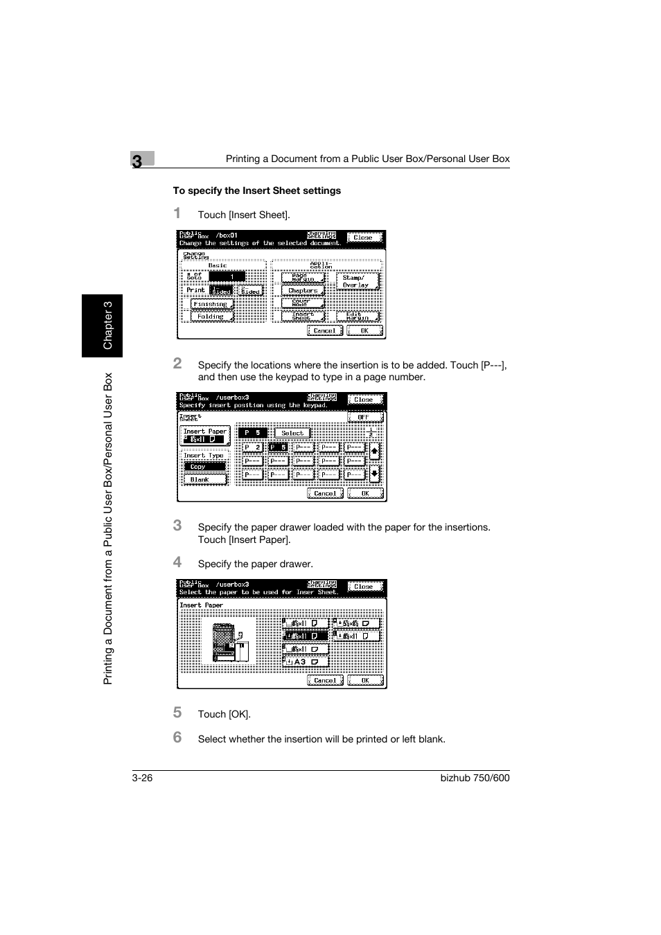 To specify the insert sheet settings, To specify the insert sheet settings -26 | Konica Minolta bizhub 750 User Manual | Page 65 / 218