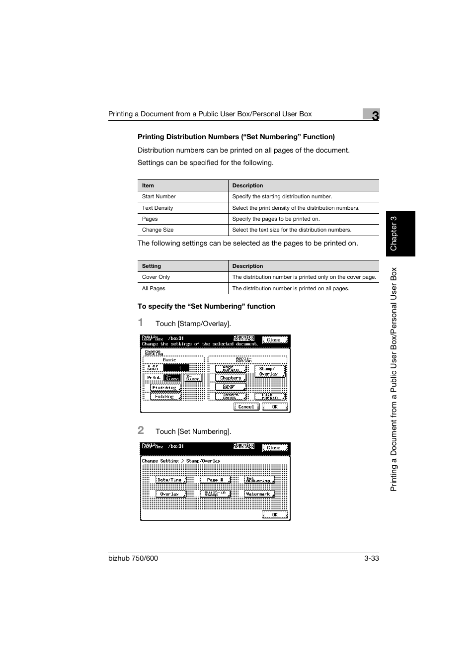 To specify the “set numbering” function, P. 3-33, p | Konica Minolta bizhub 750 User Manual | Page 72 / 218