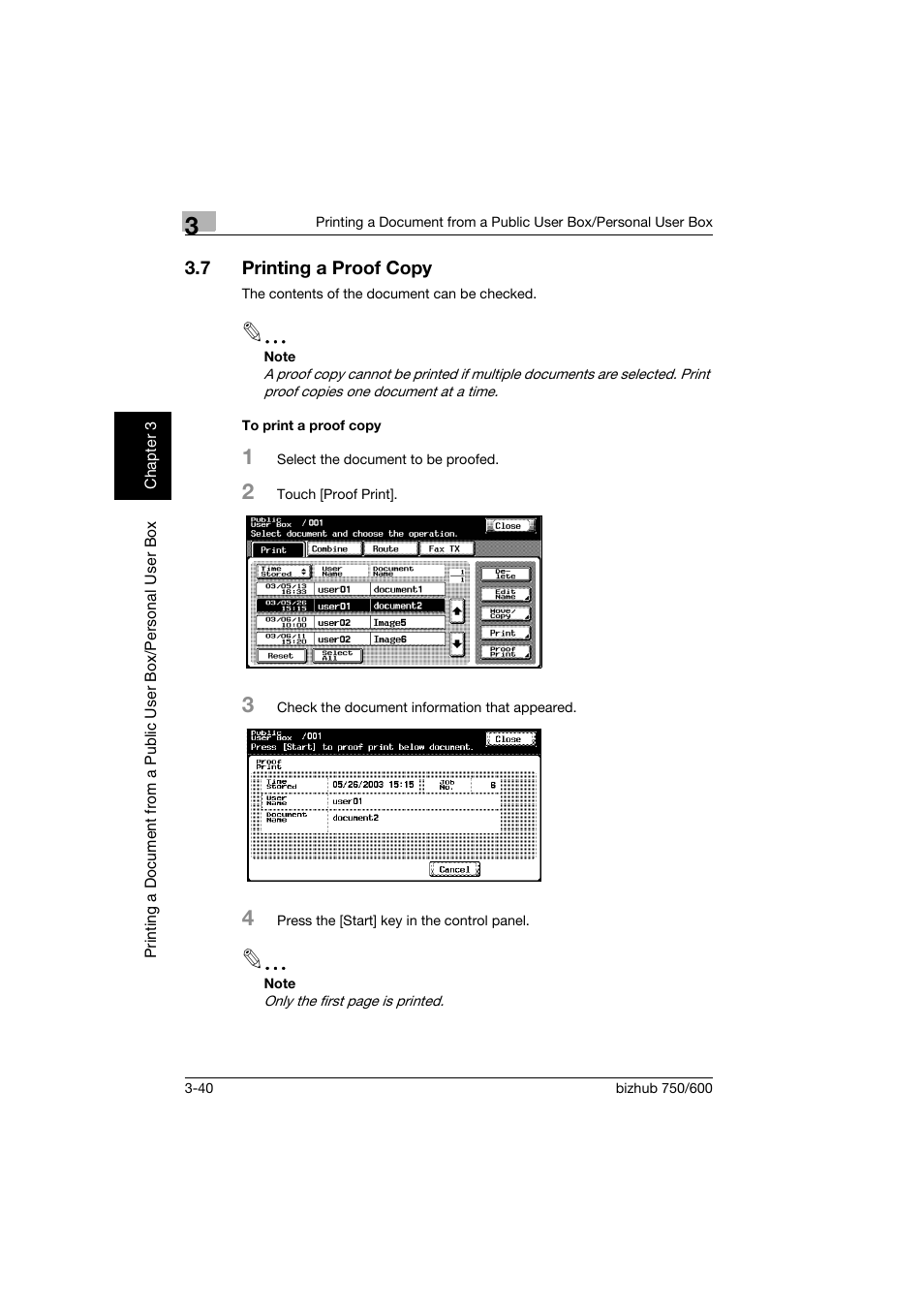 7 printing a proof copy, To print a proof copy, Printing a proof copy -40 | To print a proof copy -40 | Konica Minolta bizhub 750 User Manual | Page 79 / 218