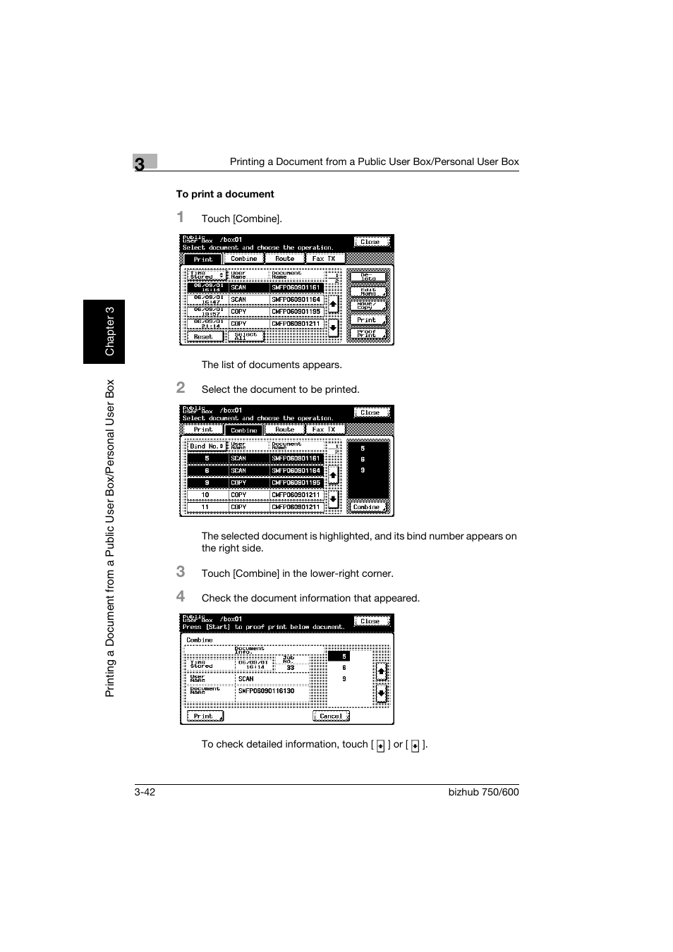 To print a document, To print a document -42 | Konica Minolta bizhub 750 User Manual | Page 81 / 218