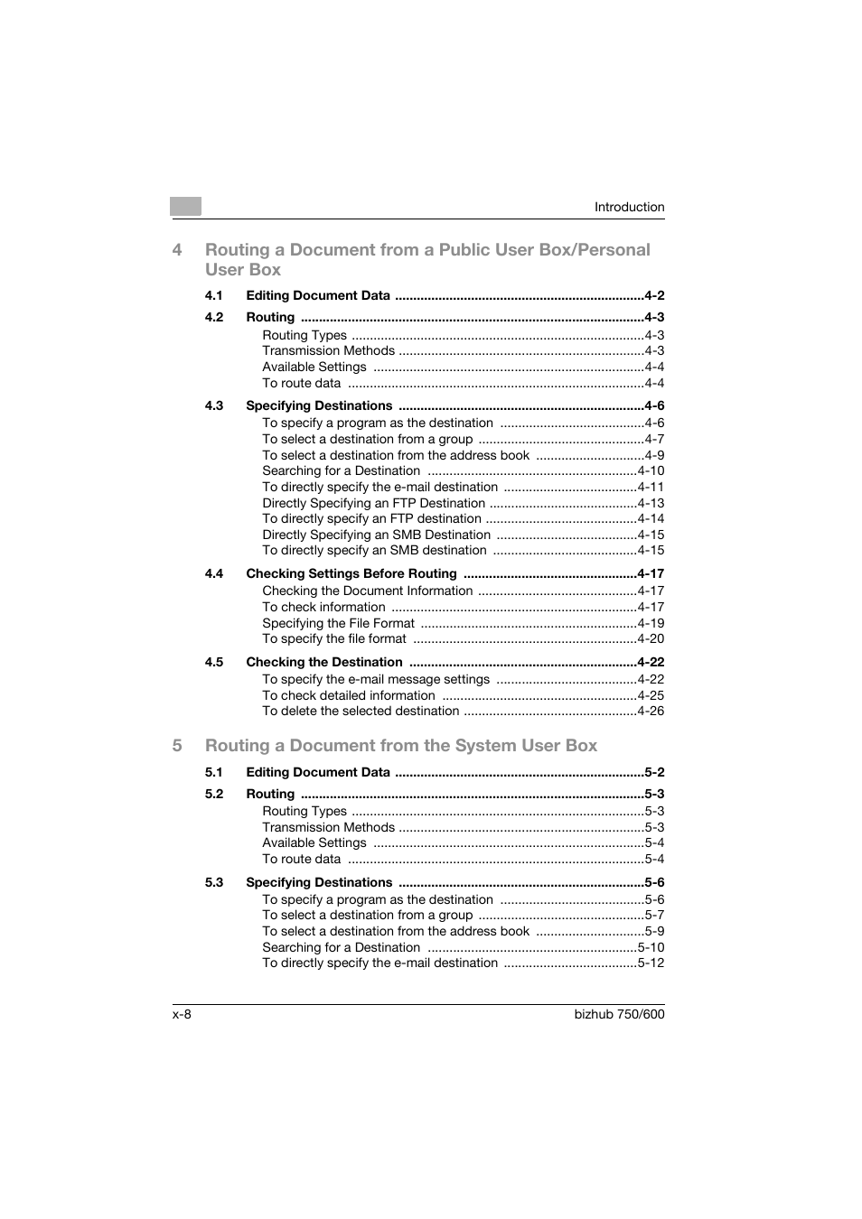 5routing a document from the system user box | Konica Minolta bizhub 750 User Manual | Page 9 / 218