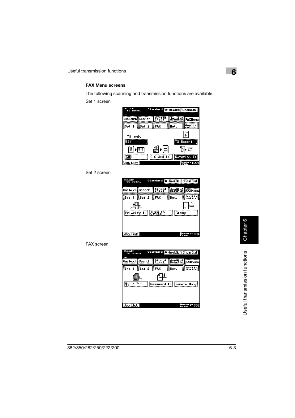 Fax menu screens, Fax menu screens -3 | Konica Minolta bizhub 222 User Manual | Page 102 / 366