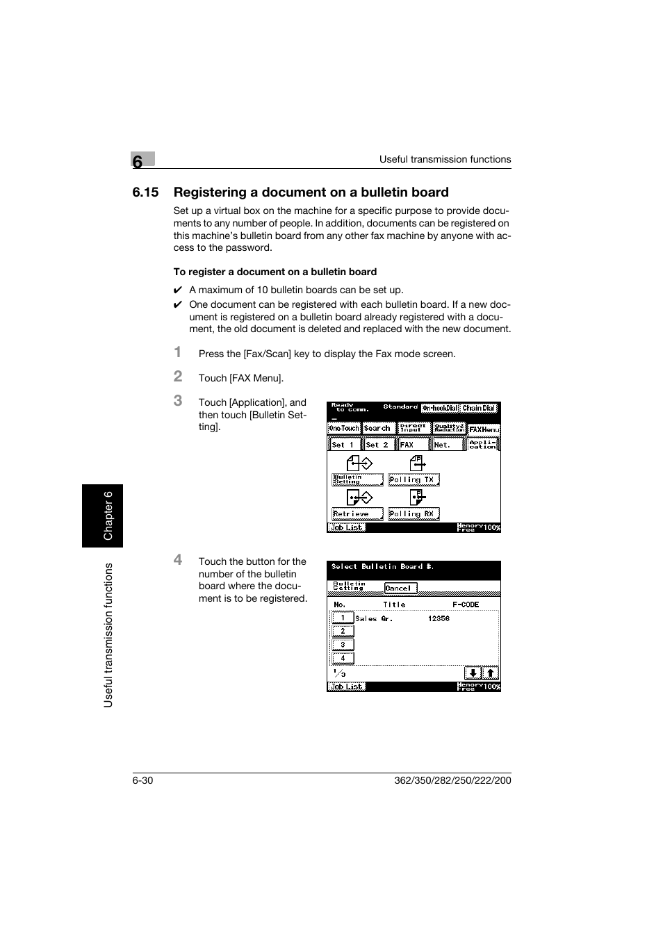 15 registering a document on a bulletin board, To register a document on a bulletin board, Registering a document on a bulletin board -30 | To register a document on a bulletin board -30 | Konica Minolta bizhub 222 User Manual | Page 129 / 366