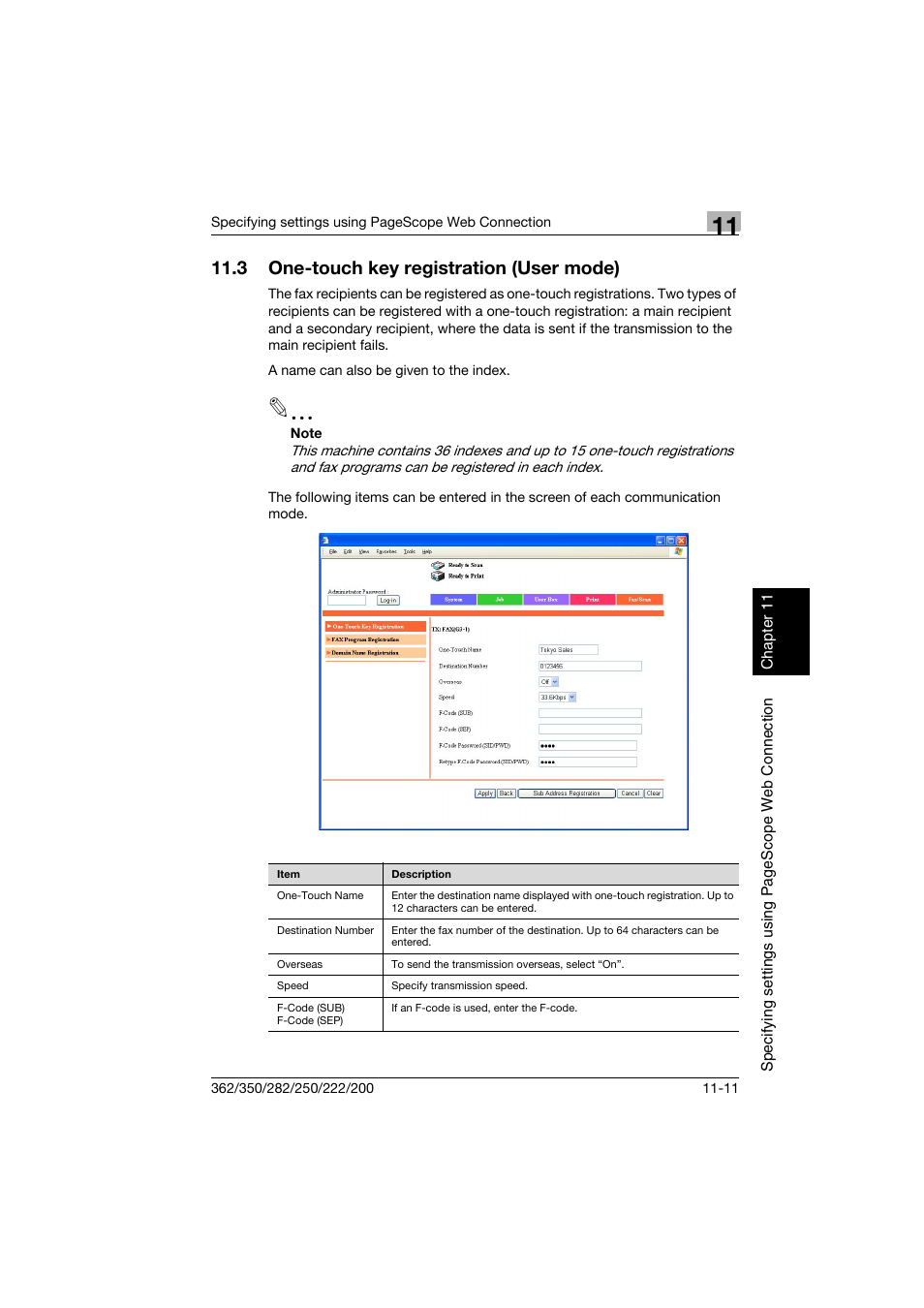 3 one-touch key registration (user mode), One-touch key registration (user mode) -11 | Konica Minolta bizhub 222 User Manual | Page 294 / 366