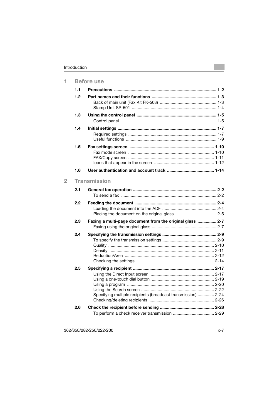 1before use, 2transmission | Konica Minolta bizhub 222 User Manual | Page 8 / 366