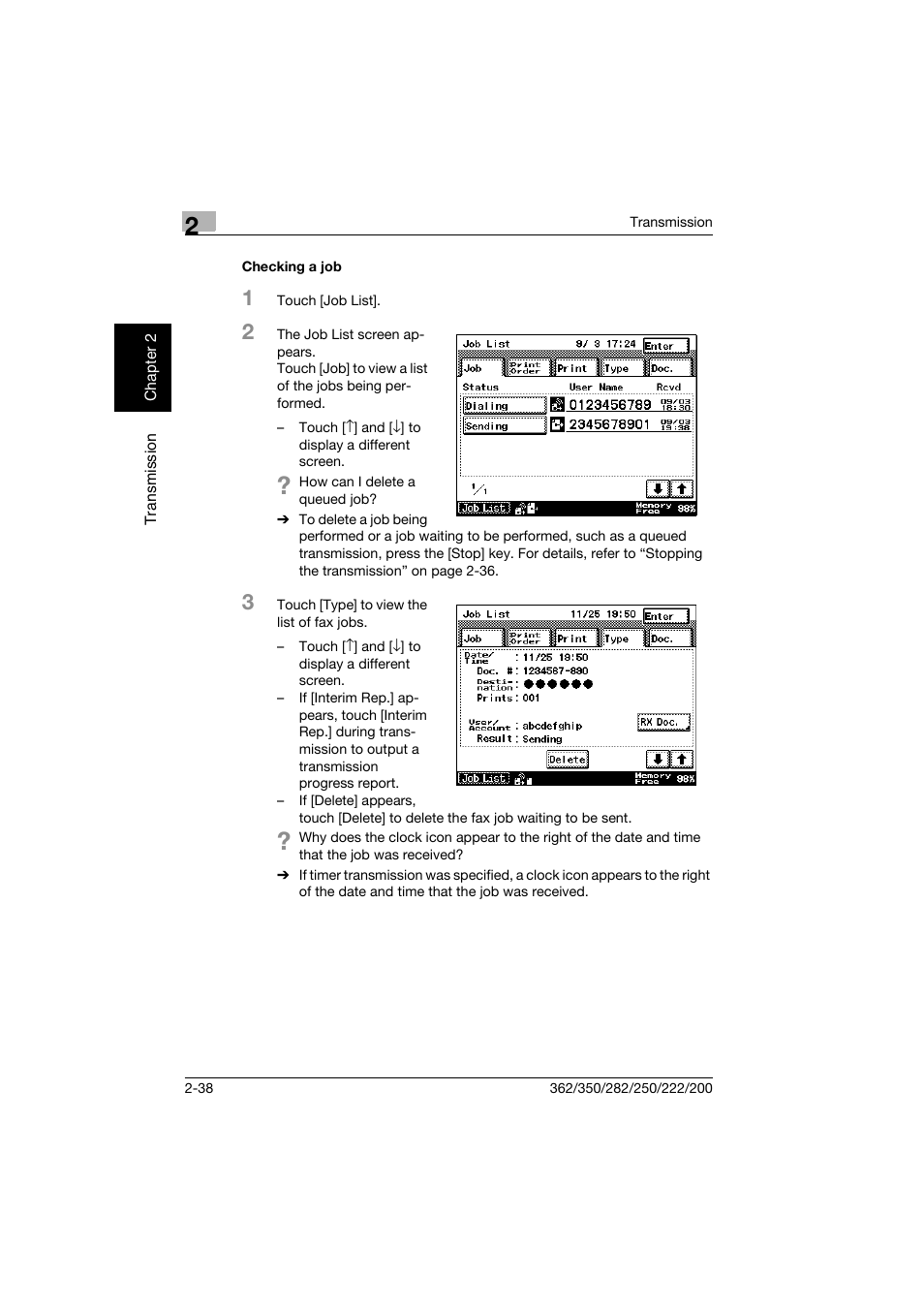 Checking a job, Checking a job -38 | Konica Minolta bizhub 222 User Manual | Page 81 / 366