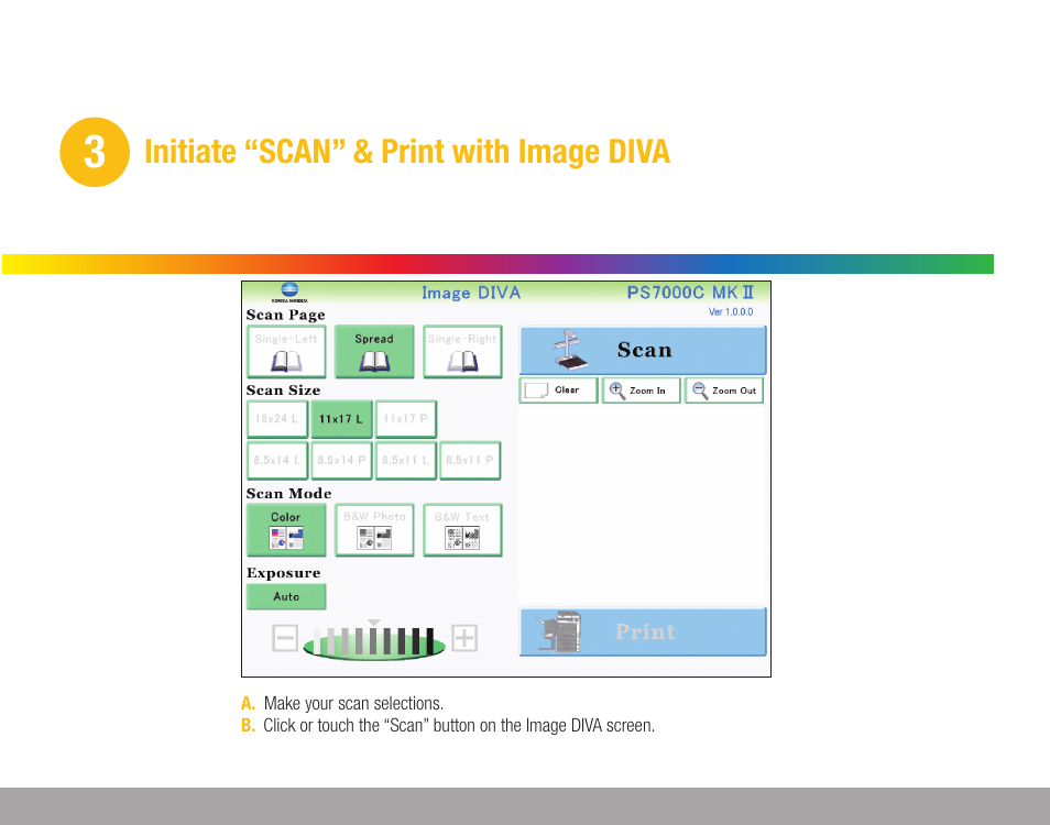 Initiate “scan” & print with image diva | Konica Minolta PS7000C MKII User Manual | Page 8 / 12