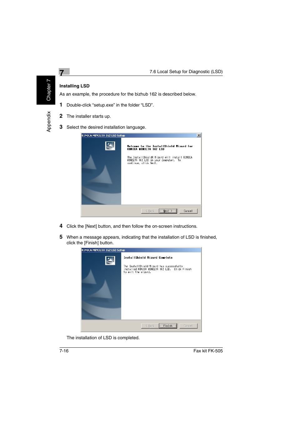 Installing lsd, Installing lsd -16 | Konica Minolta FK-505 User Manual | Page 171 / 190