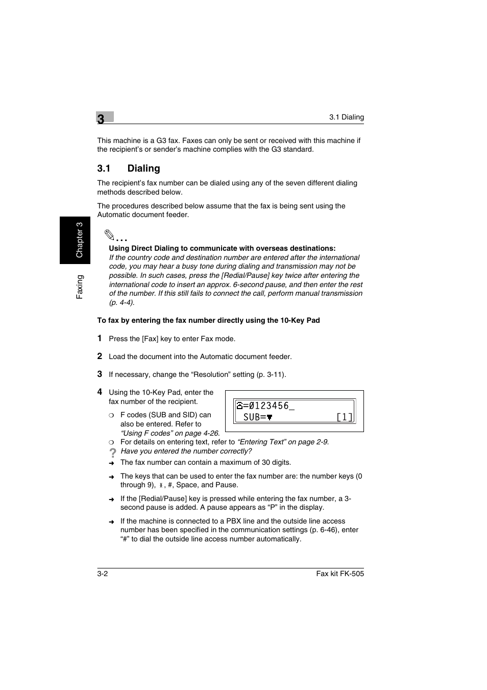 1 dialing, Dialing -2 | Konica Minolta FK-505 User Manual | Page 41 / 190