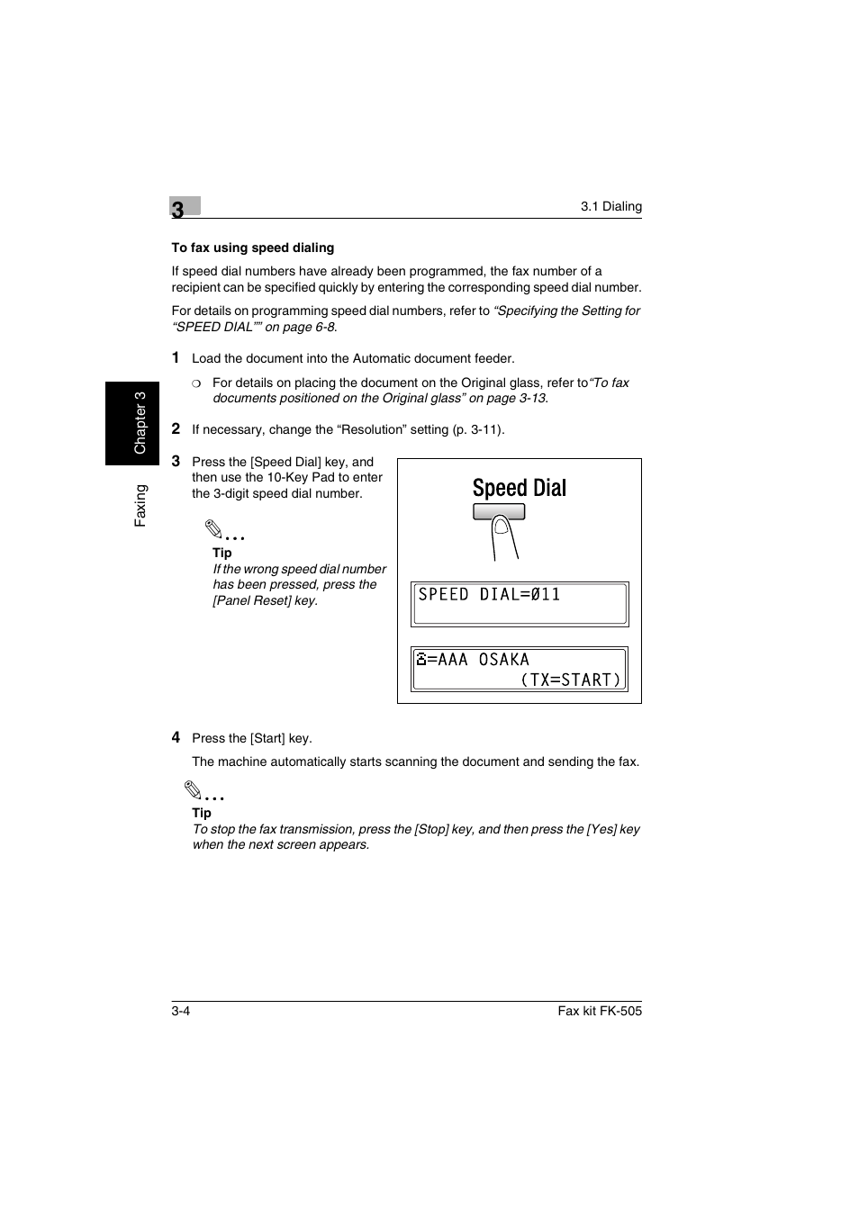 To fax using speed dialing, To fax using speed dialing -4 | Konica Minolta FK-505 User Manual | Page 43 / 190