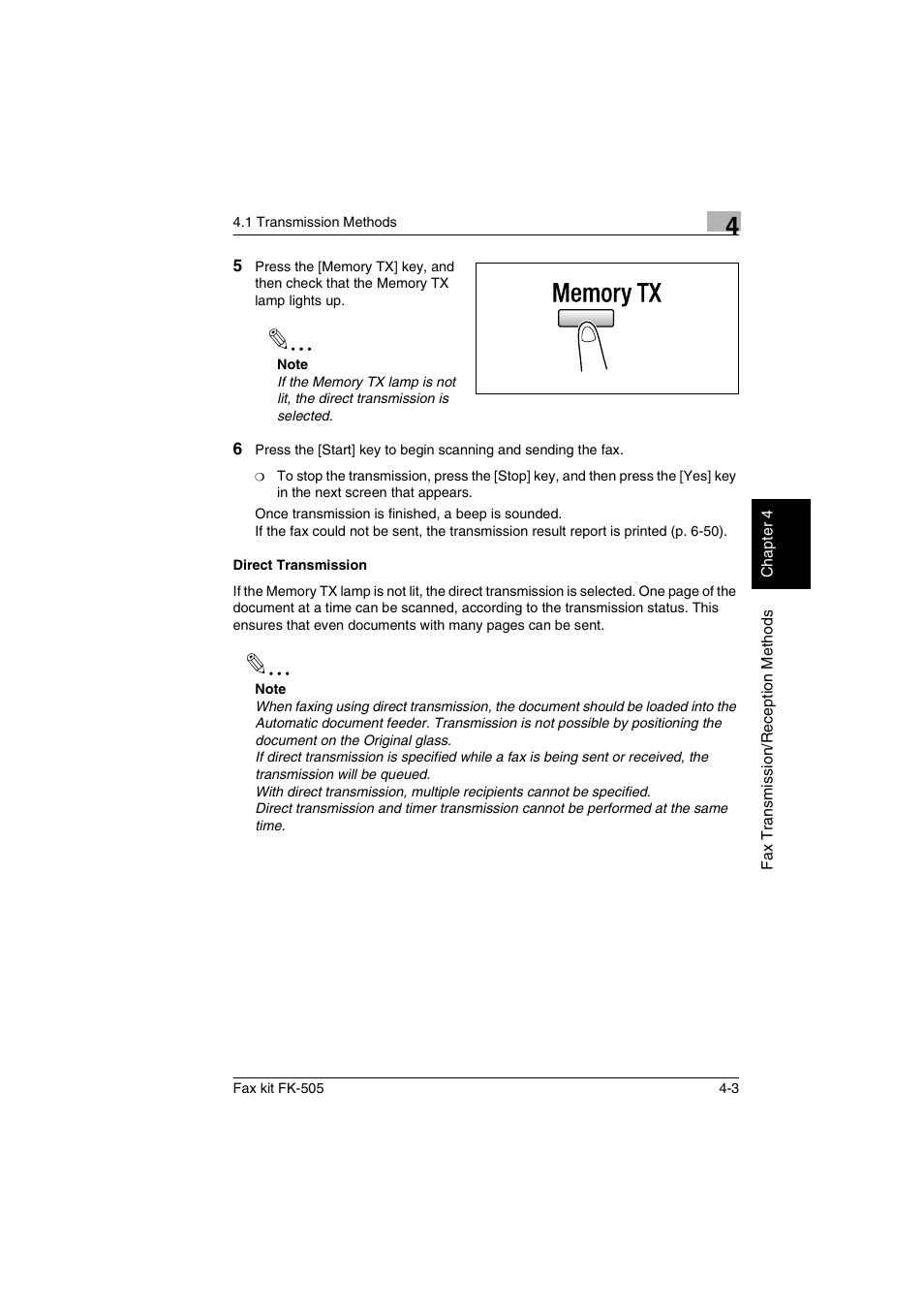 Direct transmission, Direct transmission -3 | Konica Minolta FK-505 User Manual | Page 64 / 190