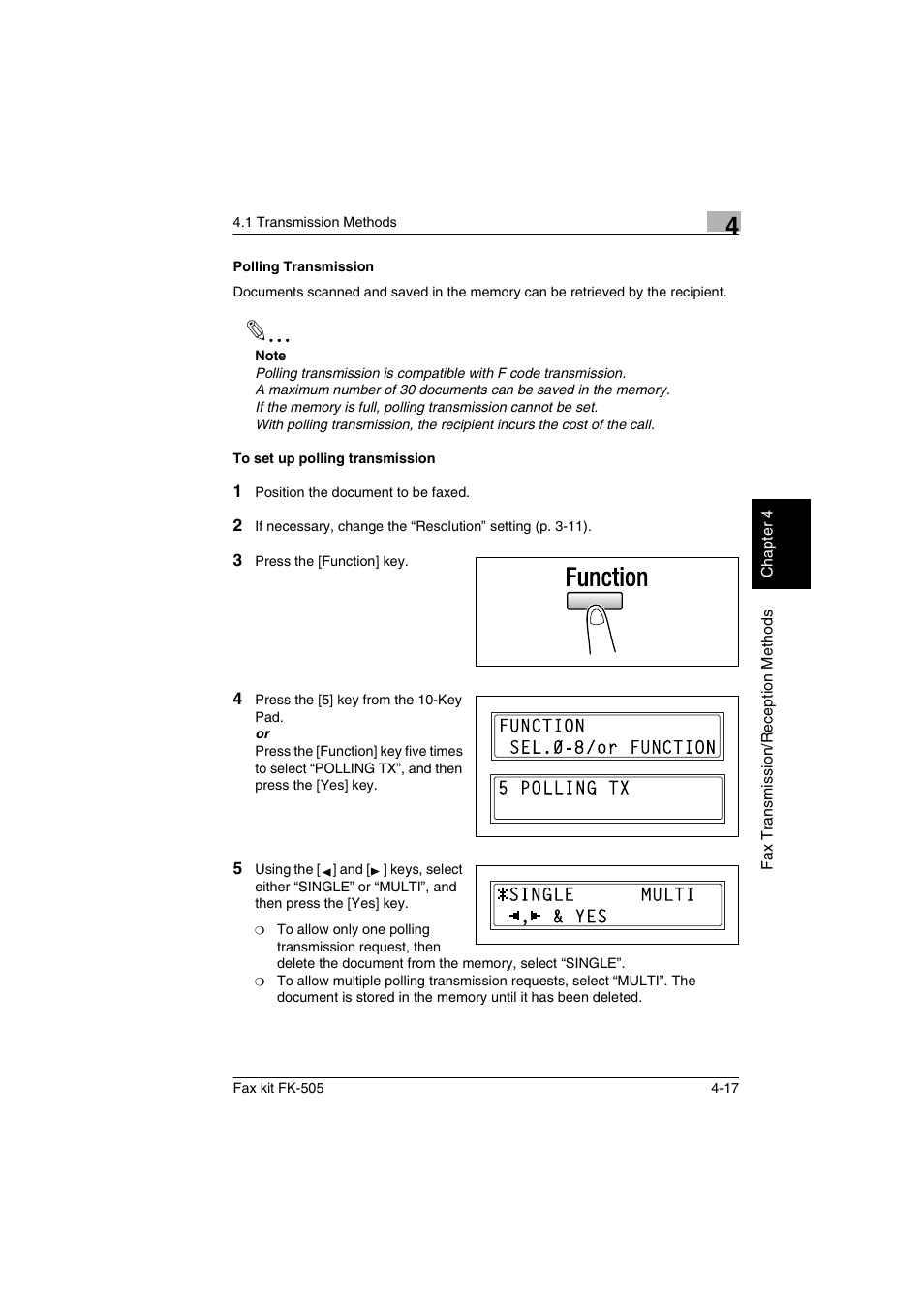 Polling transmission, To set up polling transmission | Konica Minolta FK-505 User Manual | Page 78 / 190