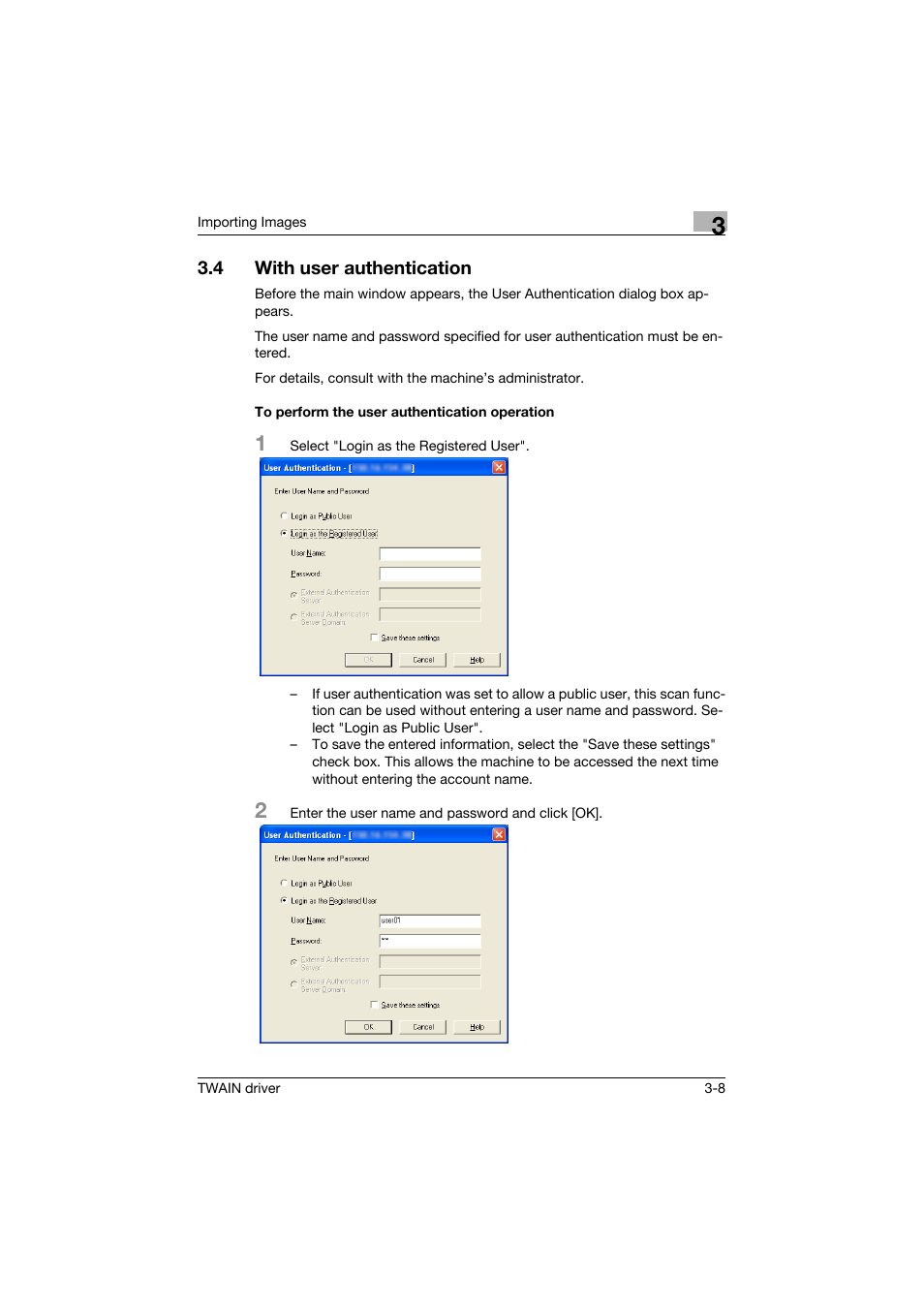 4 with user authentication, To perform the user authentication operation, With user authentication -8 | To perform the user authentication operation -8 | Konica Minolta bizhub PRO 1200 User Manual | Page 16 / 31