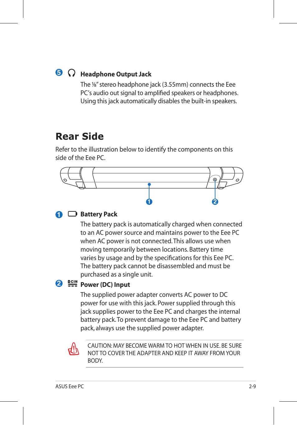 Rear side | Asus 701SD User Manual | Page 21 / 66