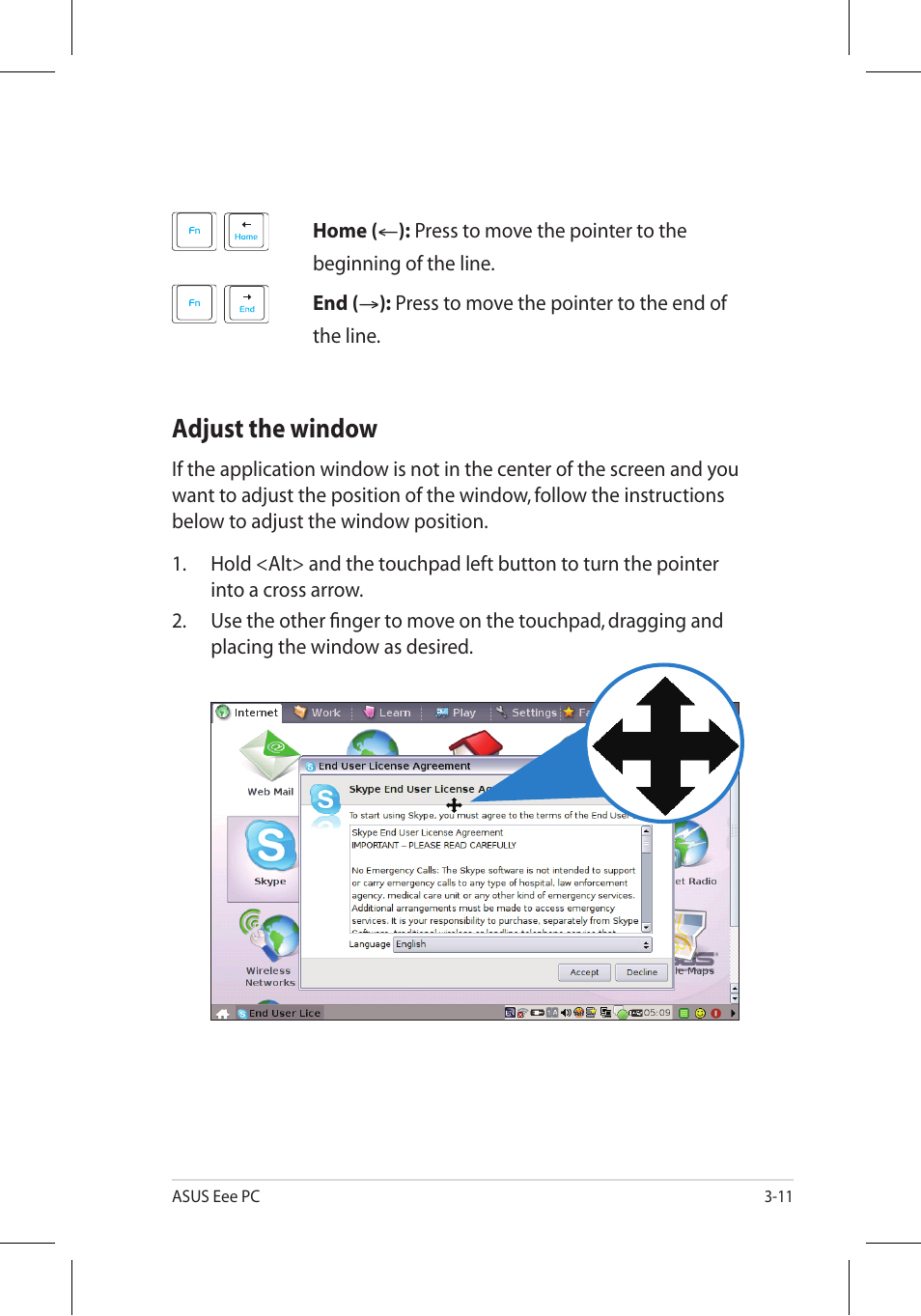 Adjust the window | Asus 701SD User Manual | Page 33 / 66