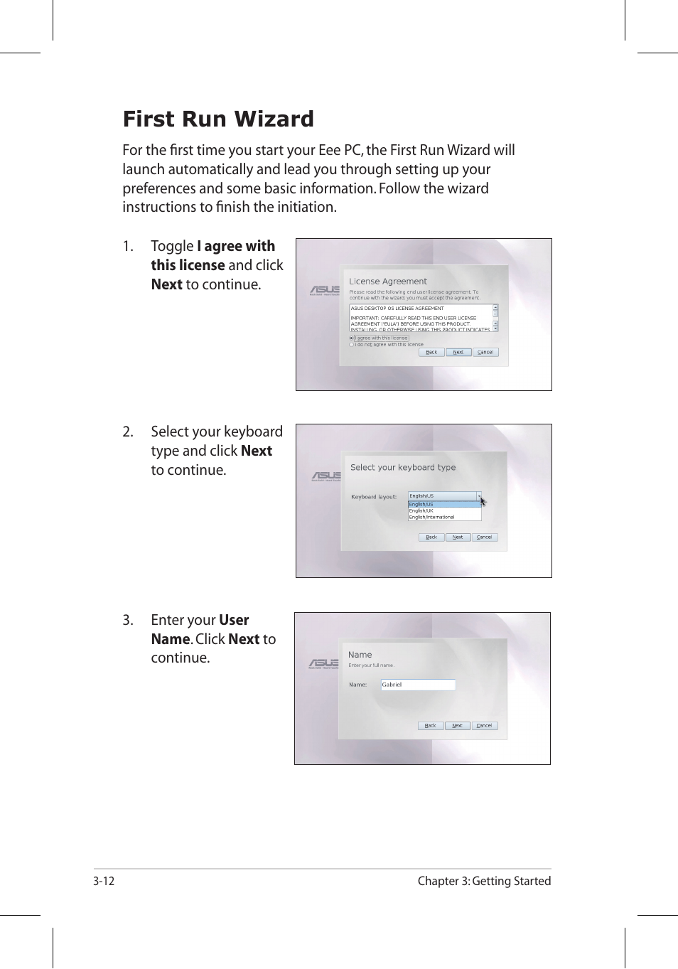 First run wizard | Asus 701SD User Manual | Page 34 / 66