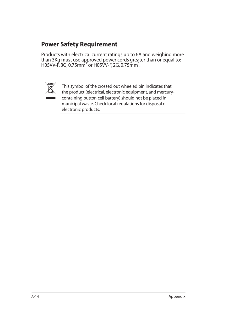 Power safety requirement | Asus 701SD User Manual | Page 50 / 66