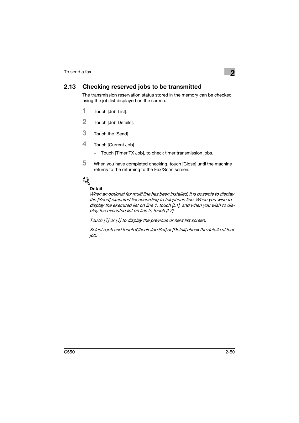 13 checking reserved jobs to be transmitted, Checking reserved jobs to be transmitted -50 | Konica Minolta bizhub C550 User Manual | Page 106 / 491