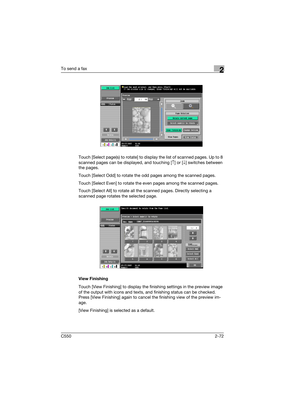 View finishing, View finishing -72 | Konica Minolta bizhub C550 User Manual | Page 128 / 491