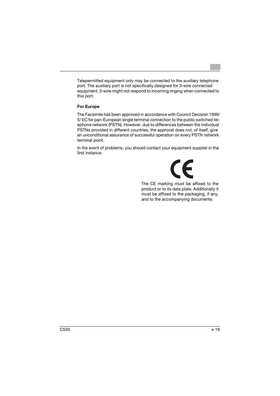 For europe | Konica Minolta bizhub C550 User Manual | Page 20 / 491