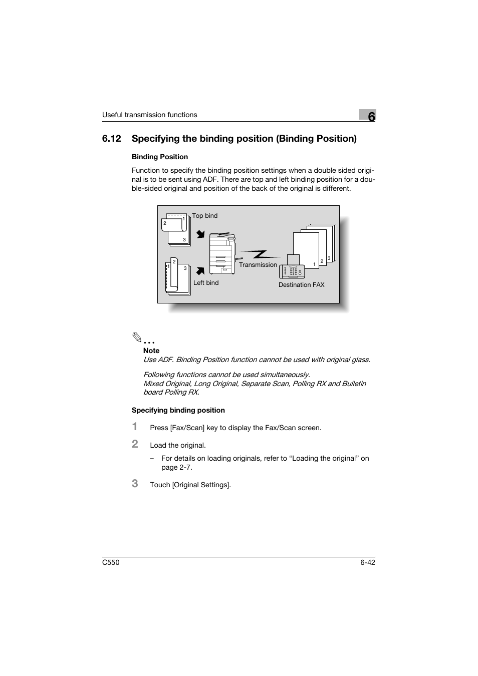 Binding position, Specifying binding position | Konica Minolta bizhub C550 User Manual | Page 201 / 491