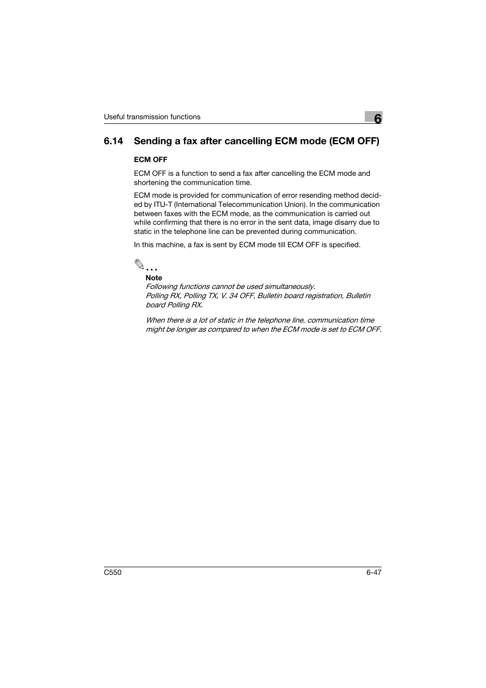 Ecm off, Ecm off -47 | Konica Minolta bizhub C550 User Manual | Page 206 / 491