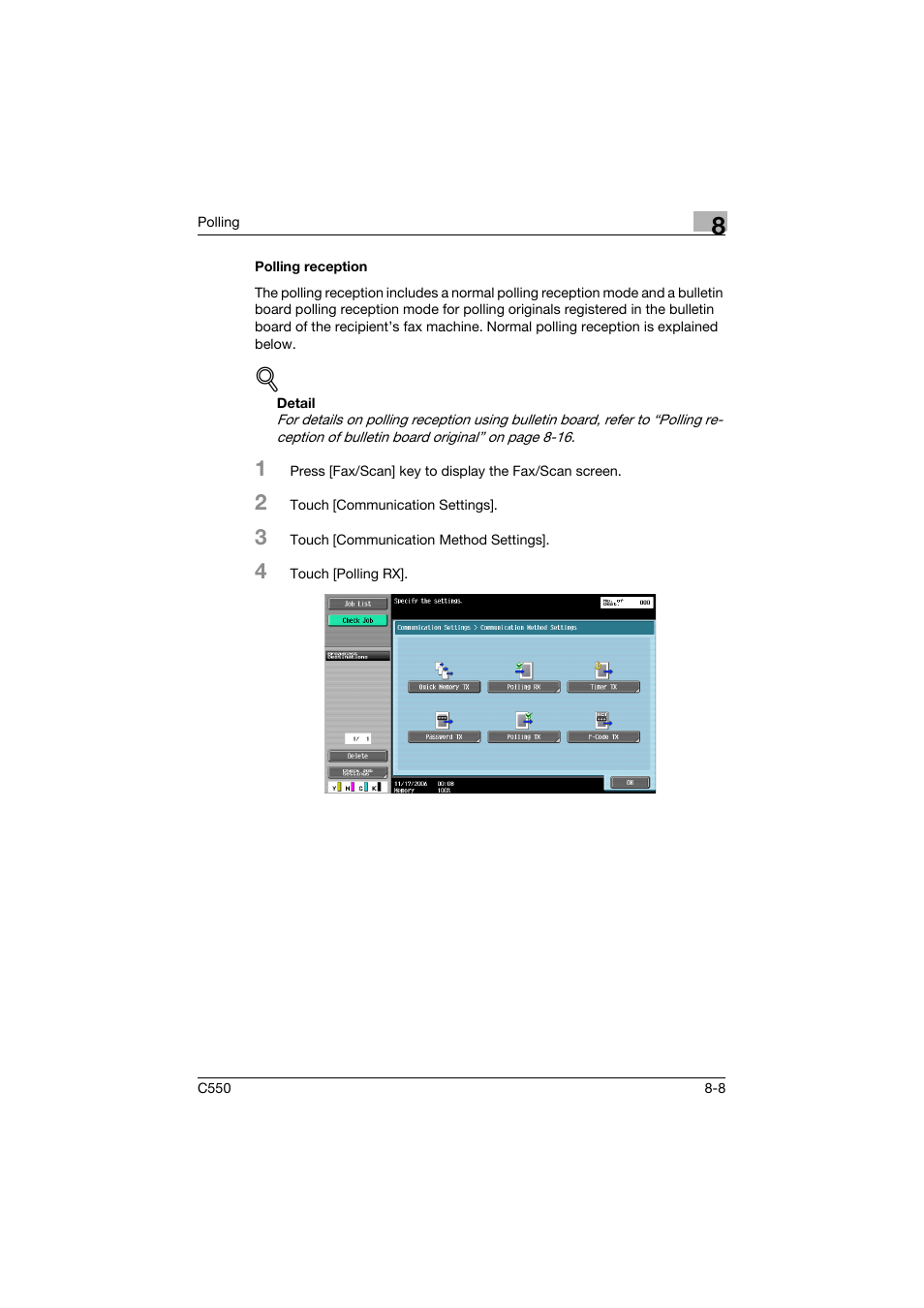 Polling reception, Polling reception -8 | Konica Minolta bizhub C550 User Manual | Page 251 / 491