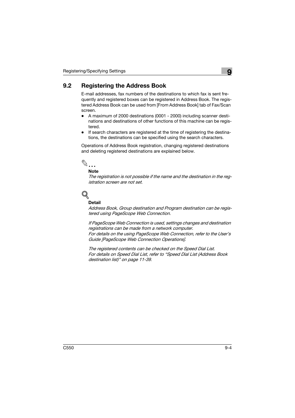 2 registering the address book, Registering the address book -4 | Konica Minolta bizhub C550 User Manual | Page 264 / 491