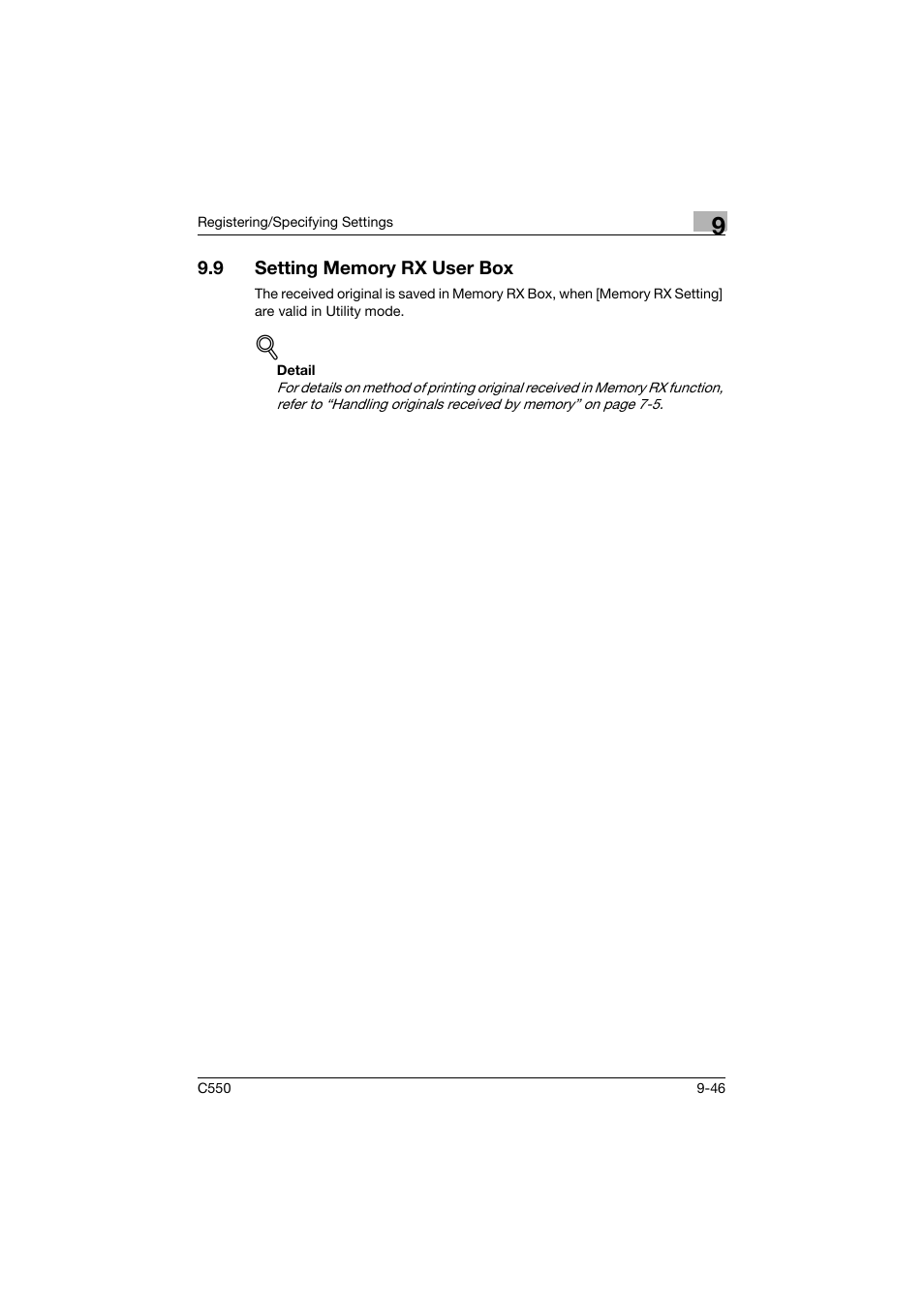 9 setting memory rx user box, Setting memory rx user box -46 | Konica Minolta bizhub C550 User Manual | Page 306 / 491